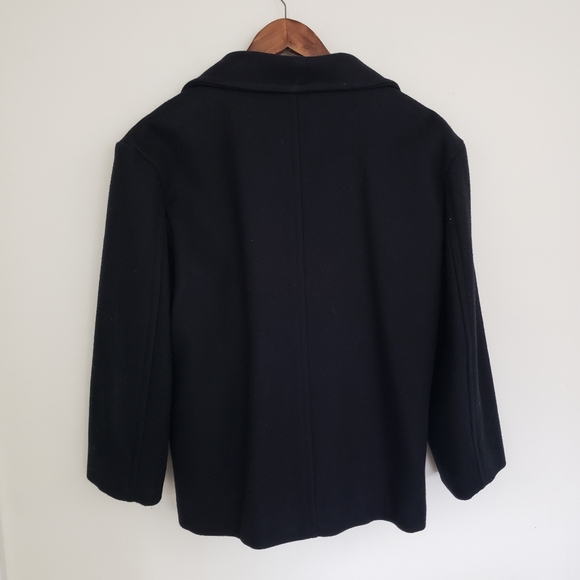 🌞SOLD🌞 Talbots Kids Wool Pea Coat Size XXL Black Double Breasted Buffalo Plaid - Picture 6 of 10